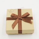 Wholesale customized high-end Clamshell Durable Kraft Paper Carton Box with Ribbon Bow with your logo