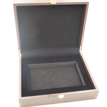 оптовая подгонянная деревянная коробка древесины бархата высокого качества clamshell деревянная для ювелирных изделий (к101)
