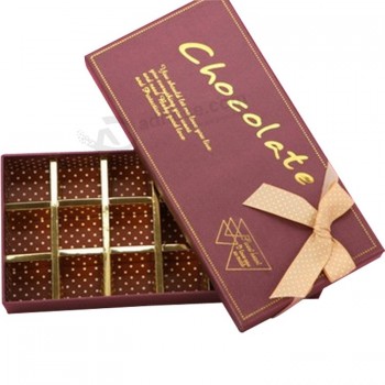 用丝带定制纸板巧克力硬质礼品盒