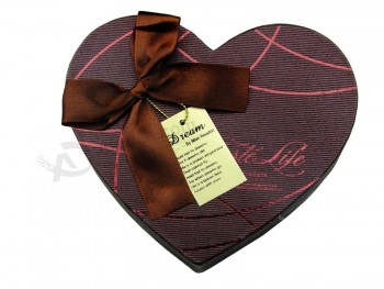 Coeur papier cadeau emballage boîte de chocolat avec ruban gros 