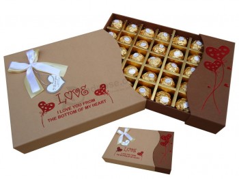 Vendita calda all'ingrosso scatola di carta kraft di cioccolato personalizzato