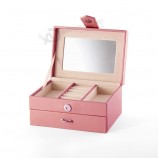Hete verkoop leer met griJze voeRing. geschenk sieraden opbergdoos op maat