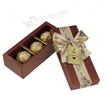 便宜的批发纸巧克力包装盒用丝带