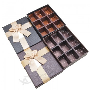 Scatola di regalo della scatola di cioccolato di carta di fantasia oem all'ingrosso con fiocco