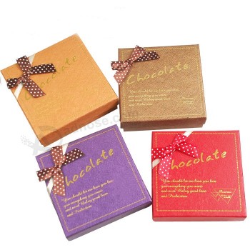 Cheap Custom Simply Paper Chocolate Box with Bow