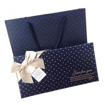 Bolsas de papel y caJa de Chocolate. elegante personalizado con color azul