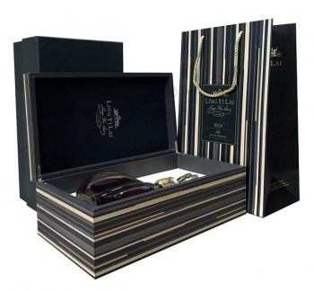 Benutzerdefinierte Luxus Büttenpapier Paket Box Papier Geschenk-Box für Wein