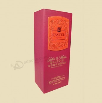 CaJa de embalaJe de vino de cuero y papel de alta calidad con logotipo impreso personalizado 