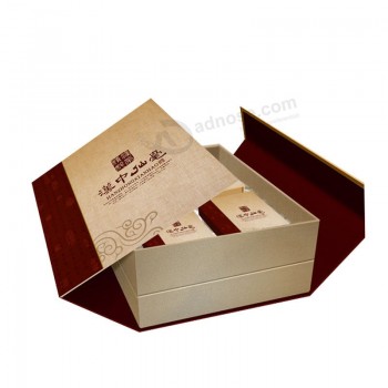 Boîte-cadeau faite sur commande de boîte de thé de papier de style de livre bon marché avec la marque de logo