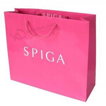 Bolsas de papel de arte rosa para regalo promocional (Flp-8906)