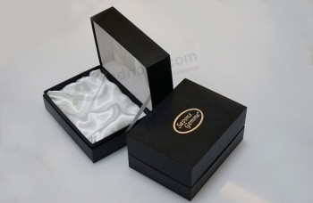 CaJas de papel de Joyas negras impresas a medida para regalos (Flb-9306)