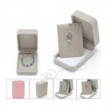 Caja de Lujo aL por mayor deL coLLar deL aniLLo de terciopeLo de La manera para La joyería