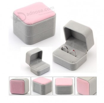 Wholesale customized Velvet Ring Packaging Box for Double Rings