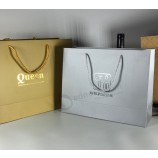 Whlesale customized high quality Silver Foil Logo Jewelry Gift Paper Packing Bag