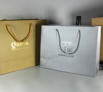 Whlesale customized high quality Silver Foil Logo Jewelry Gift Paper Packing Bag