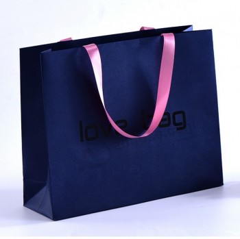 Whlesale customized high quality Cosmetic Paper Shopping Bag with Logo