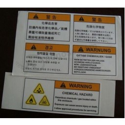Étiquette d'avertissement de risque chimique de sécurité de haute quaLité sur mesure en gros