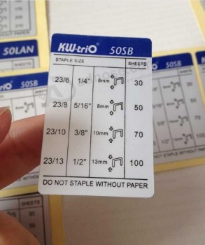 GroothandeL aangepaste hoge kWaLiteit mat Wit papier sticker voor specificatie