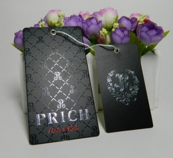 Customized high quality Black Card Garment/Clothing/Shoes Hang Tags/Hangtags with your logo