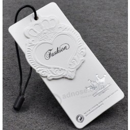 Customized high quality Recycled Paper White Card Clothing Hang Tags with your logo
