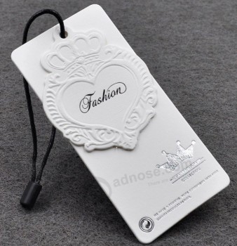 Customized high quality Recycled Paper White Card Clothing Hang Tags with your logo
