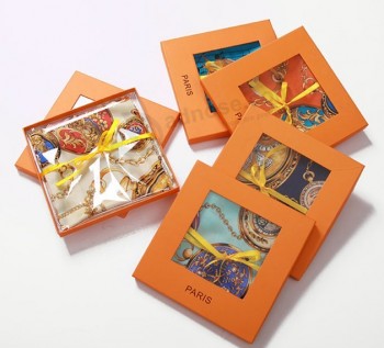 подгонянная коробка упаковки шарфа высокого качества с окном pvc