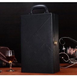 창조적 인 고급 pu 가죽 더블 와인 상자, 레드 와인 선물 포장 상자