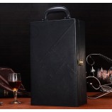 Caja de vino doble creativa de alta calidad del cuero de la pu, caja de empaquetado del regalo del vino rojo