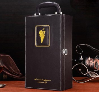 Pu cuero personalizado doble/Caja de vino individual, caja de regalo de embalaje de vino