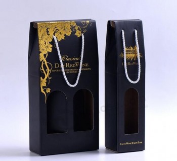 Papel ondulado único/Caixa de embalagem de vinho duplo com janela, caixa de presente de vinho