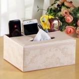 Múltiples creativa-Caja de pañuelos funcional, caja de almacenamiento de control remoto de escritorio, caja de pañuelos de estilo europeo