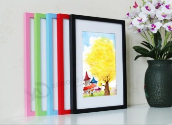 Usine vente directe en gros créatif multicolore et multi taille cadre photo en bois massif