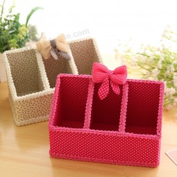 Fabric and Lace Desktop Storage Box, Storage Box for Mobile Phone and Remote Controller, Office Storage Box