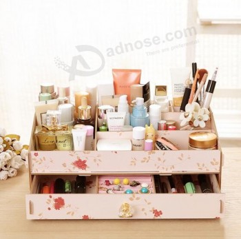 Caja de joyería y cosmética de madera de alta calidad, caja de cosméticos fina y delicada