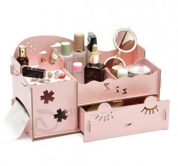 Caixa de armazenamento de madeira diy de mesa, caixa de cosméticos, caixa de jóias