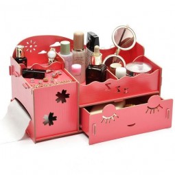 Caixa de armazenamento de madeira diy de mesa, caixa de cosméticos, caixa de jóias