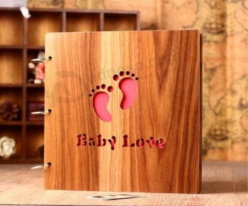 Hot Sale High Quality Water-Proofing Wooden Cover Wire Binding Baby Album, Wedding Album
