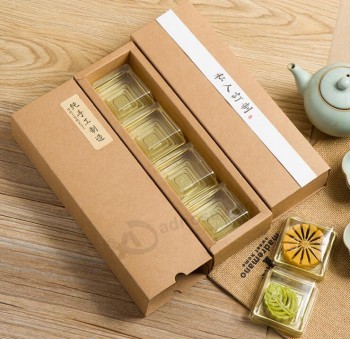 2017 товары в наличии оптовые 4 упаковки крафт-бумаги mooncake box, коробка торта, коробка подарка mooncake