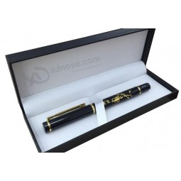 Black Plastic Pen Box with Silver Edge
