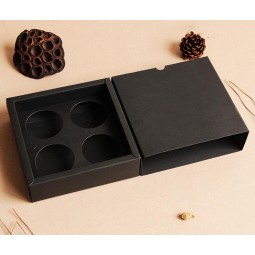 Wholesale 4 Pack of Black Card Mooncake Box, Drawer Type Mooncake Box, Gift Box Supplier