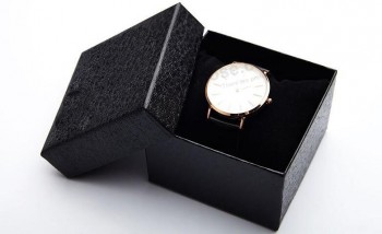Caja de reloj de regalo de papel del tablero de cubierta del modelo del lichee, caja de embalaje del reloj