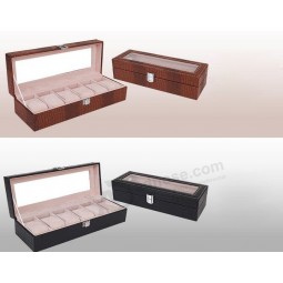 Modische Croco PU Uhrenbox, 6 Schlitze der Uhr Display Box, beliebte Außenhandel Uhrenbox für Männer