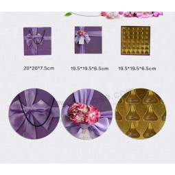 Caixa de embalagem de chocolate quadrada de papel elegante personalizado, 25 grades de caixa de chocolate