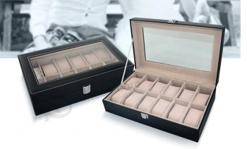 Personalizado 12 slots de alta qualidade pu couro relógio caixa de exibição de presente, elegante caixa de relógio de comércio exterior para os homens