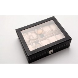 定制12槽高档pu皮革手表礼品展示盒，时尚外贸男士手表盒