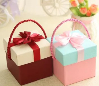 Lovely Portable Square Gift Box with Bowknot for Wedding and Birthday Application, Candy Gift Box, Apple Box