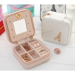 Boîte à bijoux mobile portative personnalisée de haute qualité de whosale pour des boucles d'oreille et des anneaux