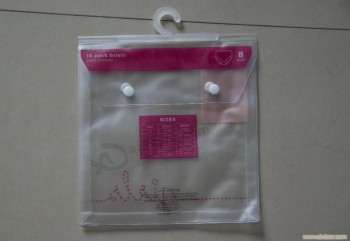 Wholesale customized high-end Eco-Friendly Clear PVC Hanger Hook Bag PVC Button Hanger Bag