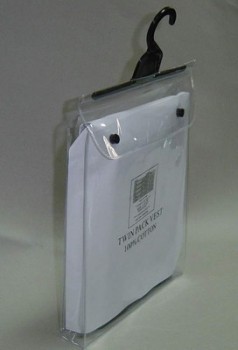 卸売カスタマイズ高-ハンガーとボタン付きの端Pvcプラスチック包装袋