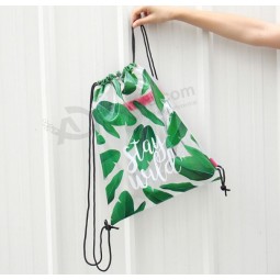 Wholesale customized high-end Original Printed Transparent PVC Beam Pocket Drawstring Backpack Bag